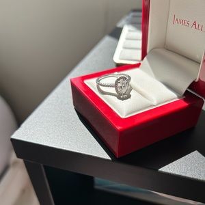 Oval Halo Pavé Band Diamond Ring